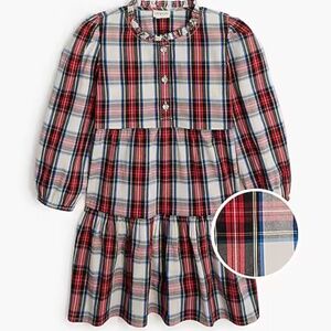 NWT Sz 8 J Crew Crewcuts Girls' jewel-button tartan plaid dress - christmas